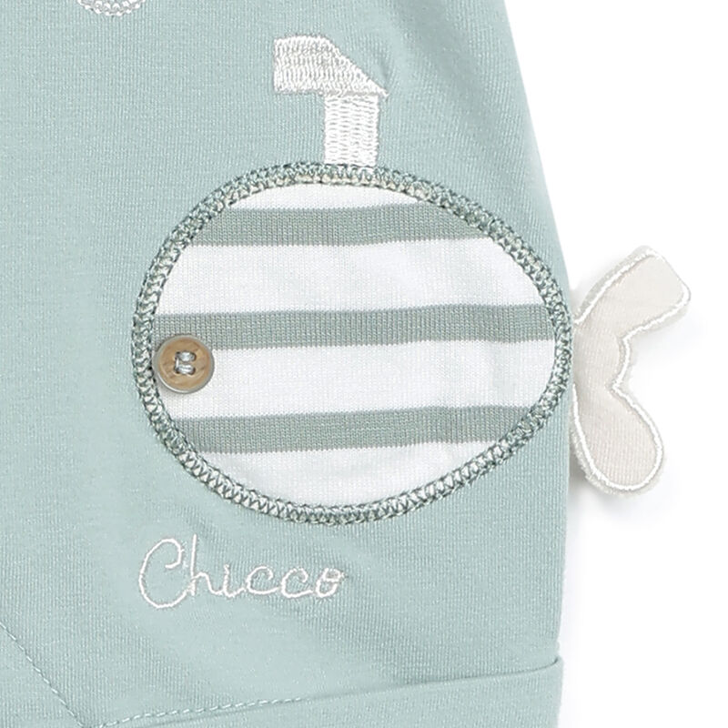 Boys Light Green Applique Short Sleeve Rompers image number 4